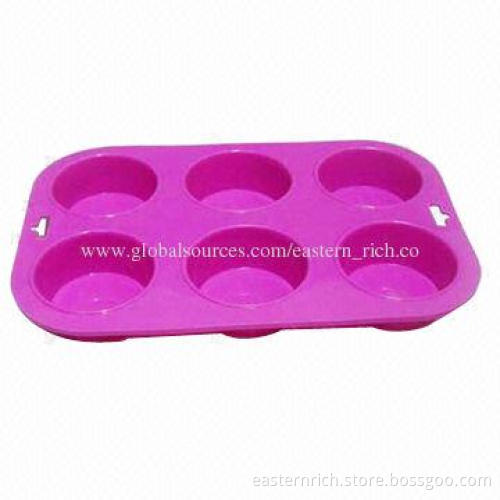 Silicone bakeware, 6 cups, sized 26x17.7x2.9cm, cup Φ7cm